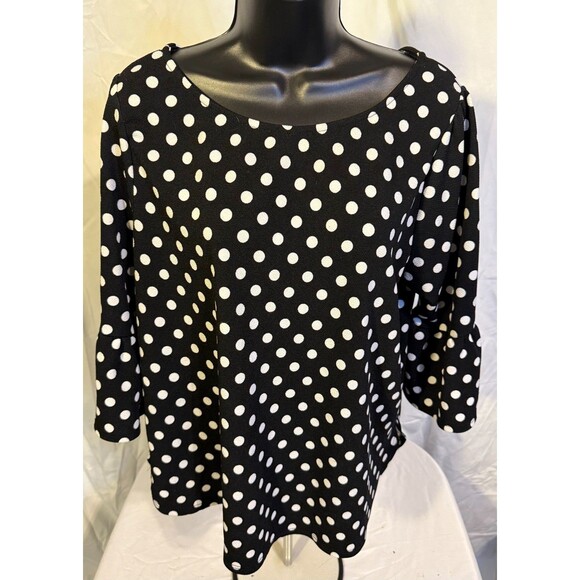 Green Envelope Tops - Retro Mod Polka Dot Top Shirt Women's Plus 1X Ruffle Bell Sleeves Boho Hippie